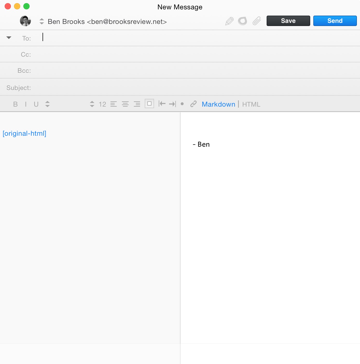font size compose airmail for mac